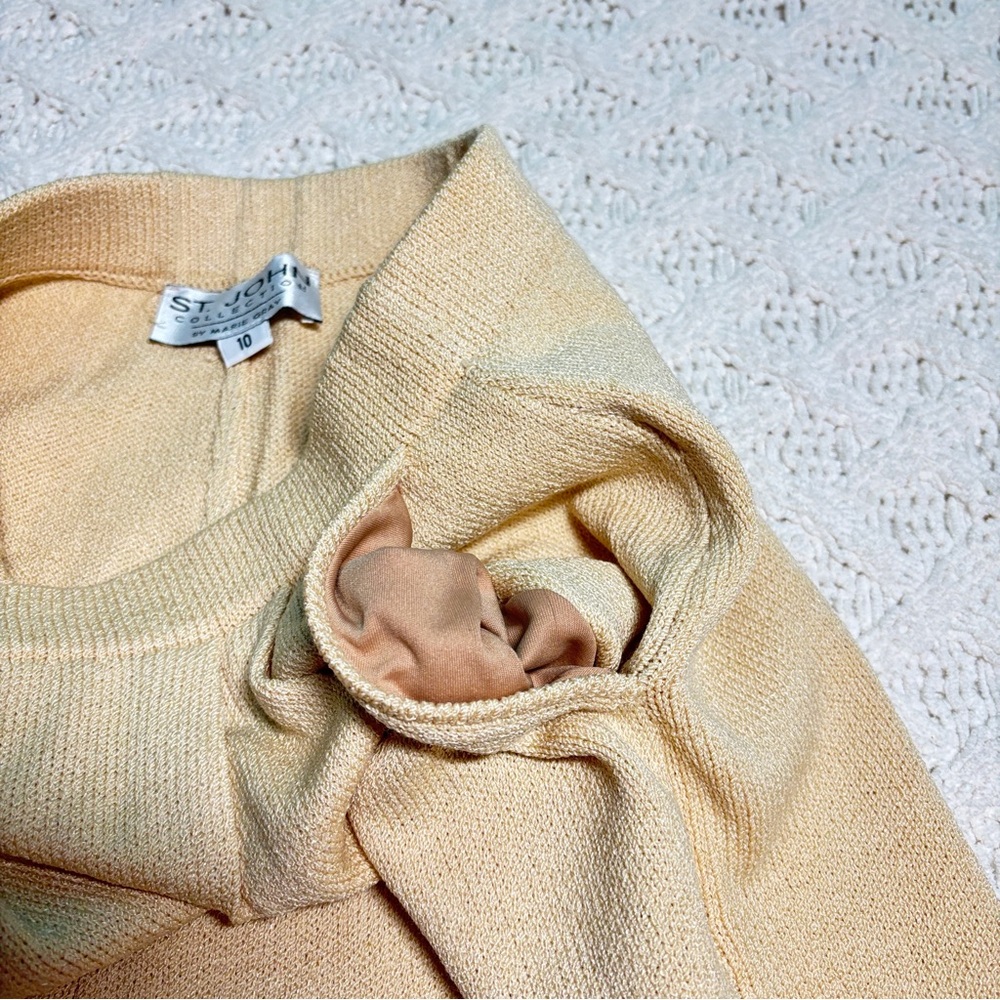 St. John Santana Knit Wide-Leg Pants Cream US 10 Medium-Large Made in USA - Picture 8 of 8